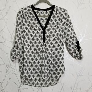 Kismet White Owl Print Popover Blouse